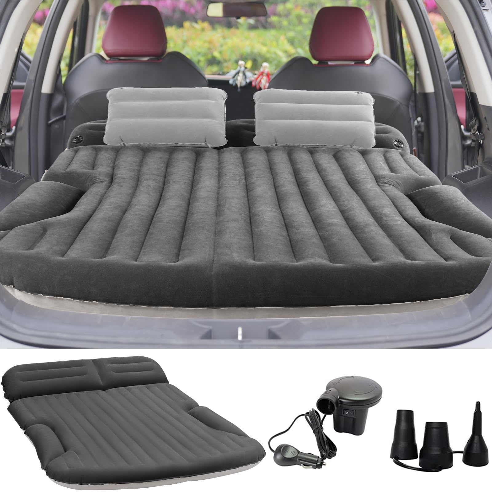 Kmz Suv Air Mattress Thickened And Double-Sided Flocking Travel Camping Bed With 2 Pillows & Electric Pump Dedicated Mobile Cush