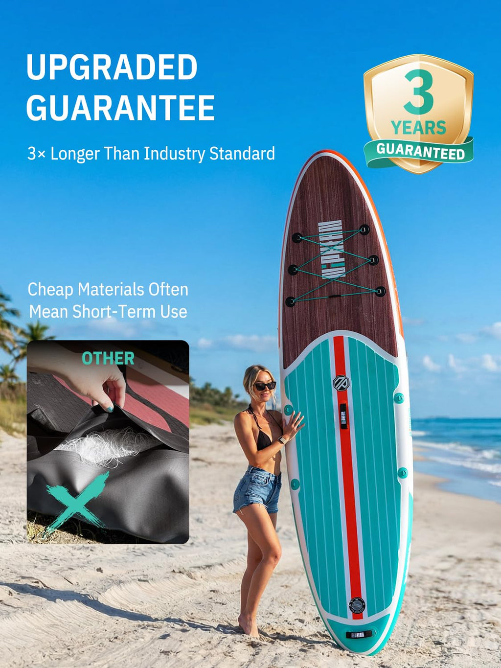 Niphean Paddle Board with Seat, 106 Paddleboard Inflatable Paddle Board with Seat Anti-Slip EVA Deck and StabilTrac Fin, Inflata
