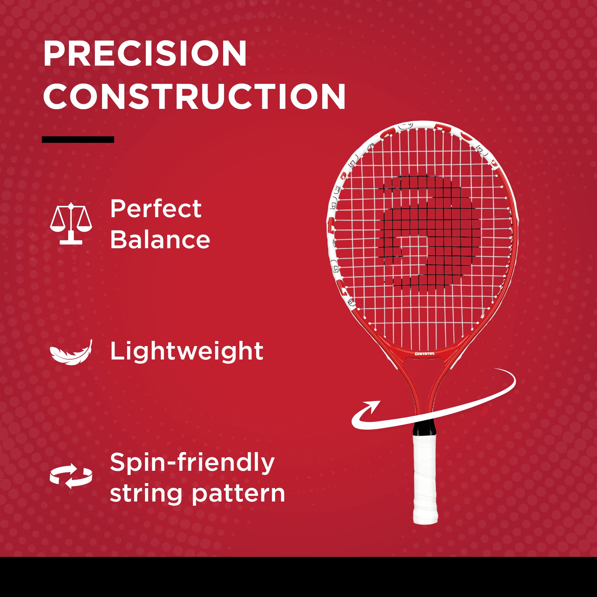 Gamma Sports Junior Tennis Racquet: Quick Kids 21 Inch Tennis Racket - Prestrung Youth Tennis Racquets For Boys And Girls - 93 I