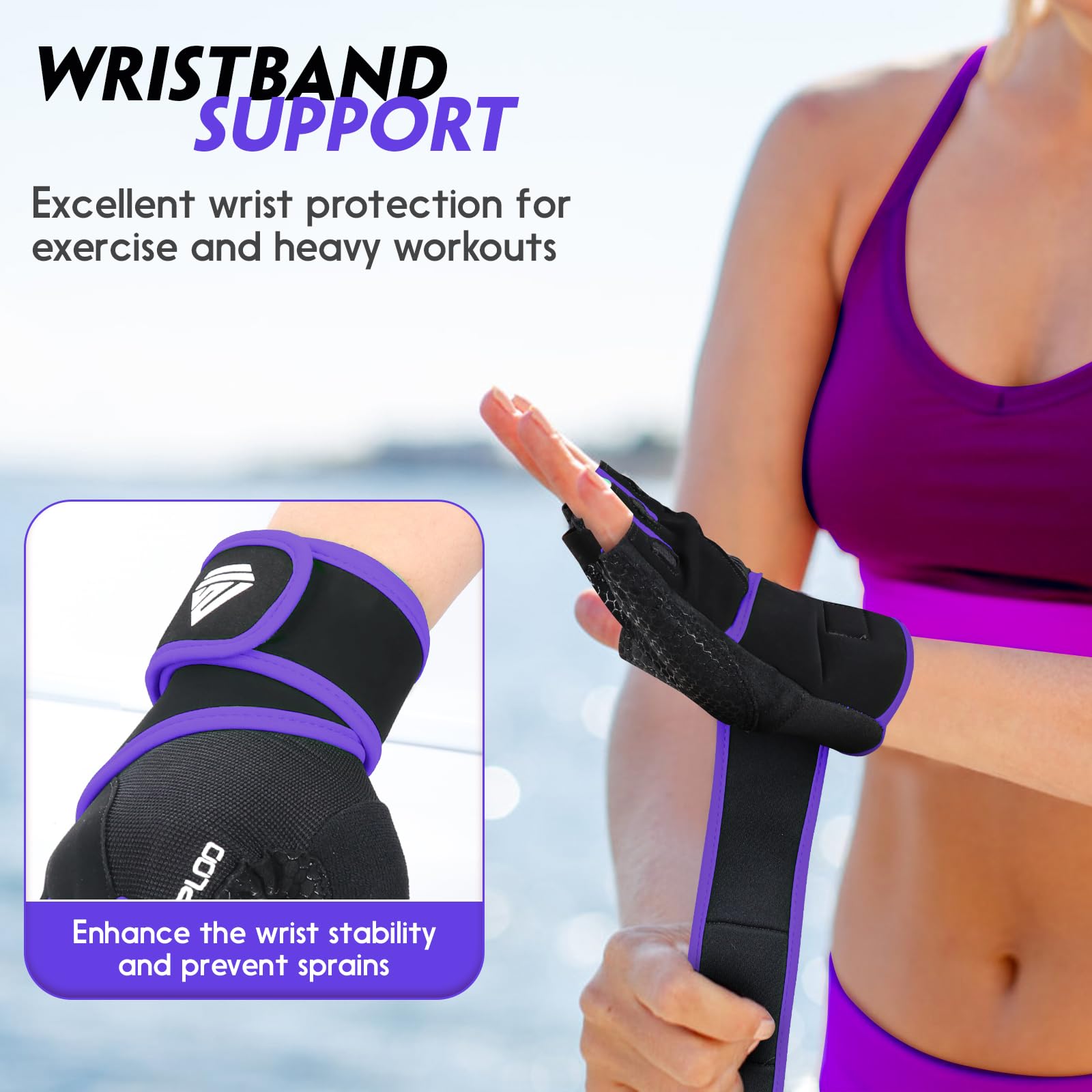 Htzploo Workout Gloves Gym Gloves Weight Lifting Gloves For Women With Full Palm Pad,Strong Wrist Wraps Support,Enhanced Grip,Fo