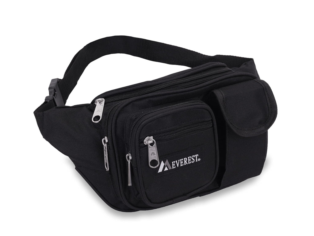 Everest Multiple Pocket Waist Pack, Black, One Size,044Mdh-Bk