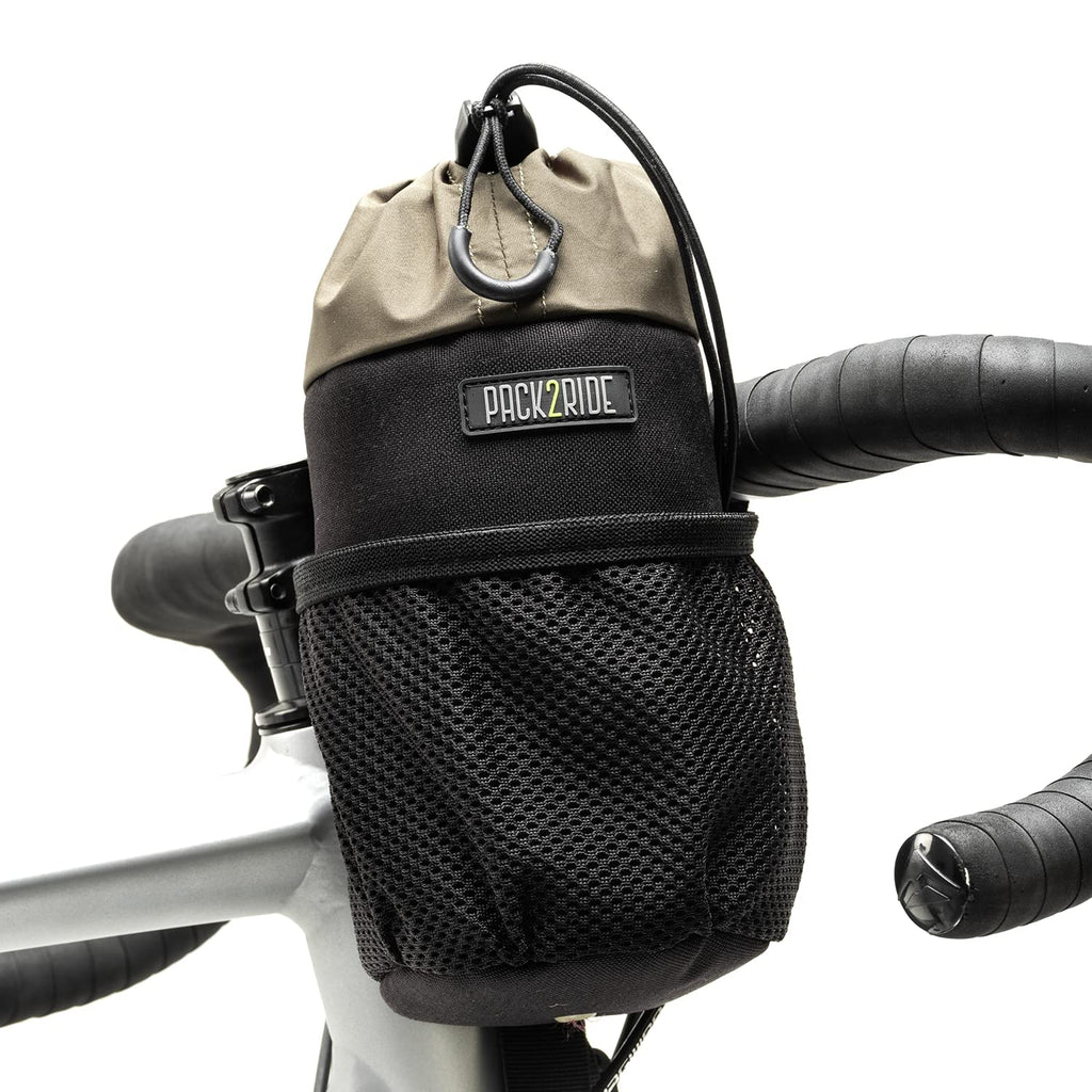 Pack2Ride Bongo Bike Handlebar Bag - Water Resistant & Durable Fabric Bicycle Water Bottle Holder, Secure Attachment Bikepacking