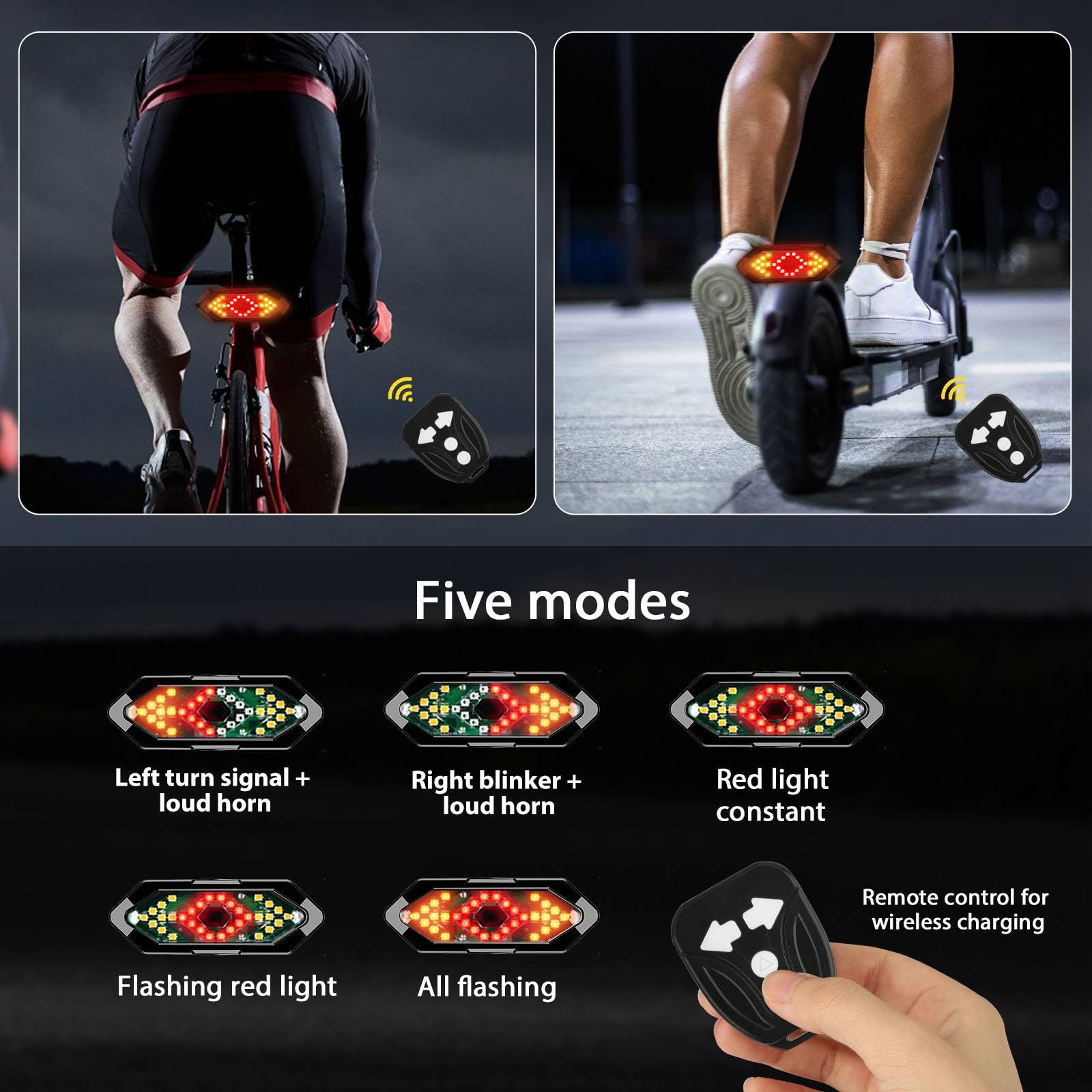 Ruishika E Scooter Turn Signal,Scooter Bike Turn Signal/Blinker/Tail Light With Remote Control Compatible With Xiaomi M365/Pro2/