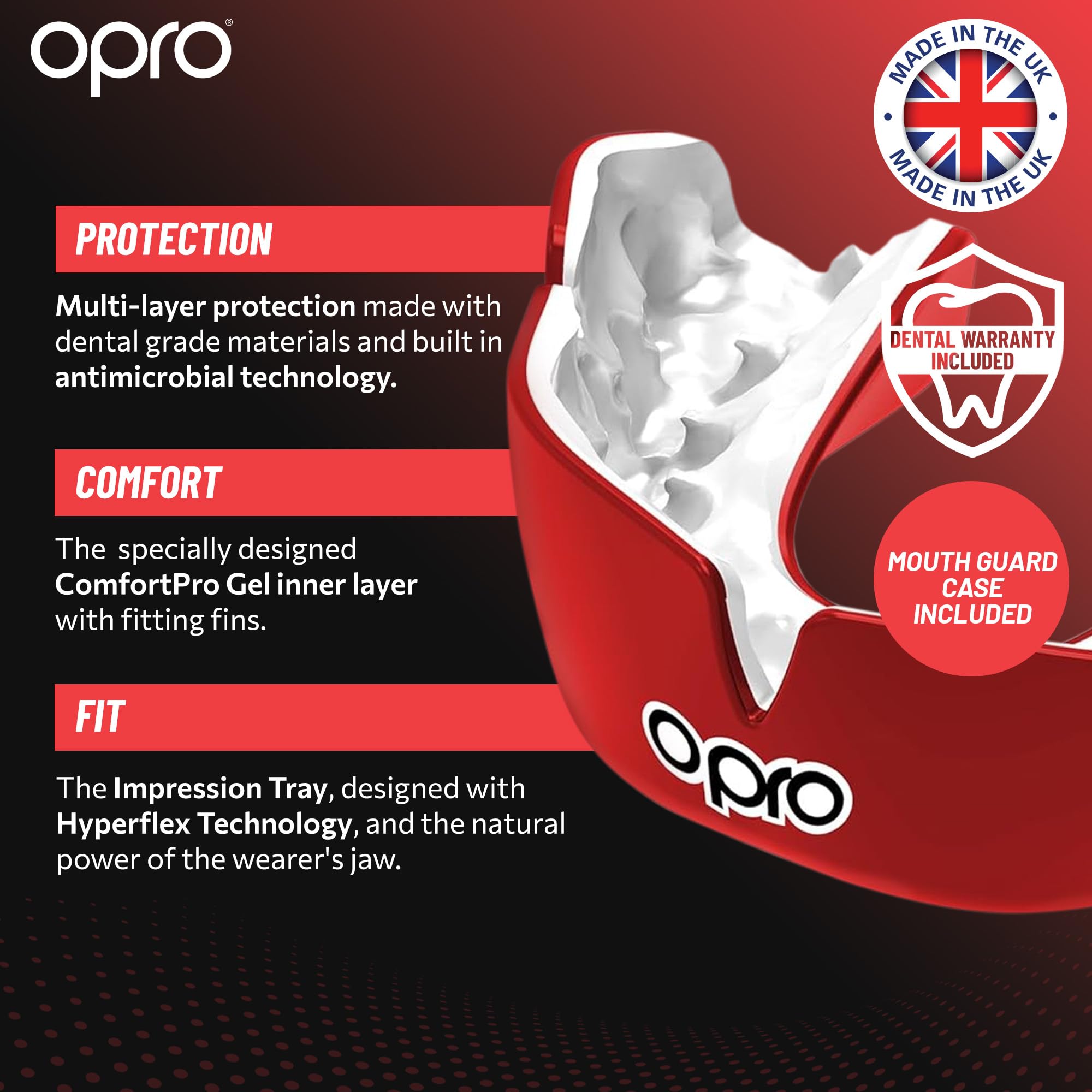 Opro Instant Custom-Fit Mouth Guard, Dentist Mouthguard, Revolutionary Fitting Technology For Ultimate Comfort, Protection & Fit