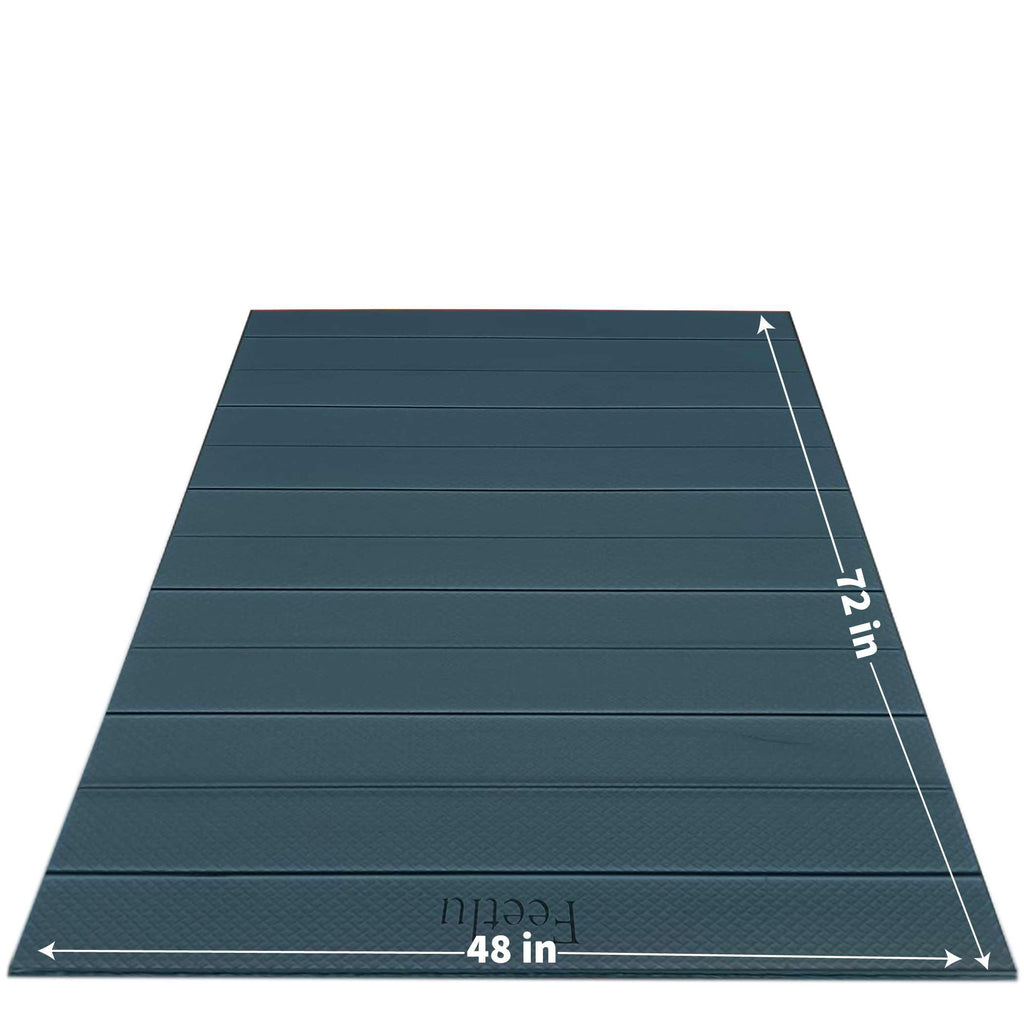 Feetlu Foldable Large Yoga Mat: Extra 1/3 Inch Thick Workout Mat For Home Gym And Travel - Anti-Slip Folding Exercise Mat For Yo