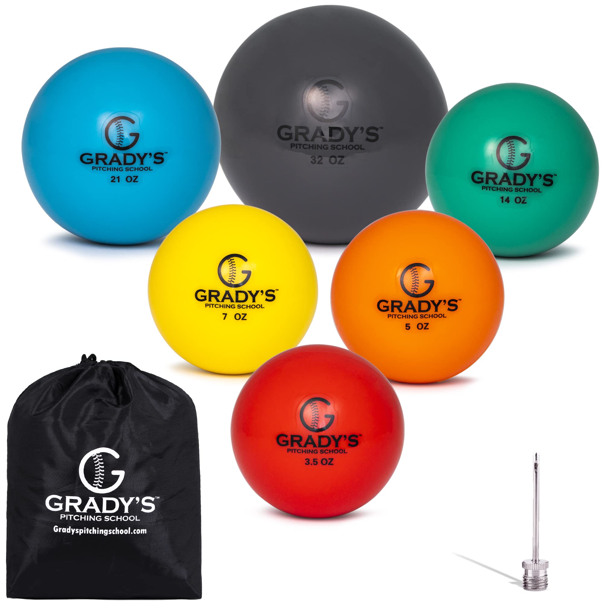 Soft Shell Weighted Ball Set 32, 21, 14, 7, 5, And 3.5Oz-Pitching/Throwing Velocity Training For Baseball And Softball