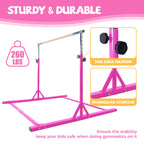 Kangaroo Hoppers Gymnastics Bar With Mat For Kids 3-15, Adjustable 35.4 ''-57.1 '' Gymnastics Horizontal Bars With Steel Frame &