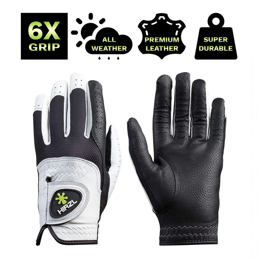 Hirzl Trust Control 2.0 Ladies Golf Gloves, All Weather Womens Golf Glove (White/Black)  Kangaroo Leather Palm  Cabretta Leather