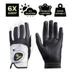 Hirzl Trust Control 2.0 Ladies Golf Gloves, All Weather Womens Golf Glove (White/Black)  Kangaroo Leather Palm  Cabretta Leather