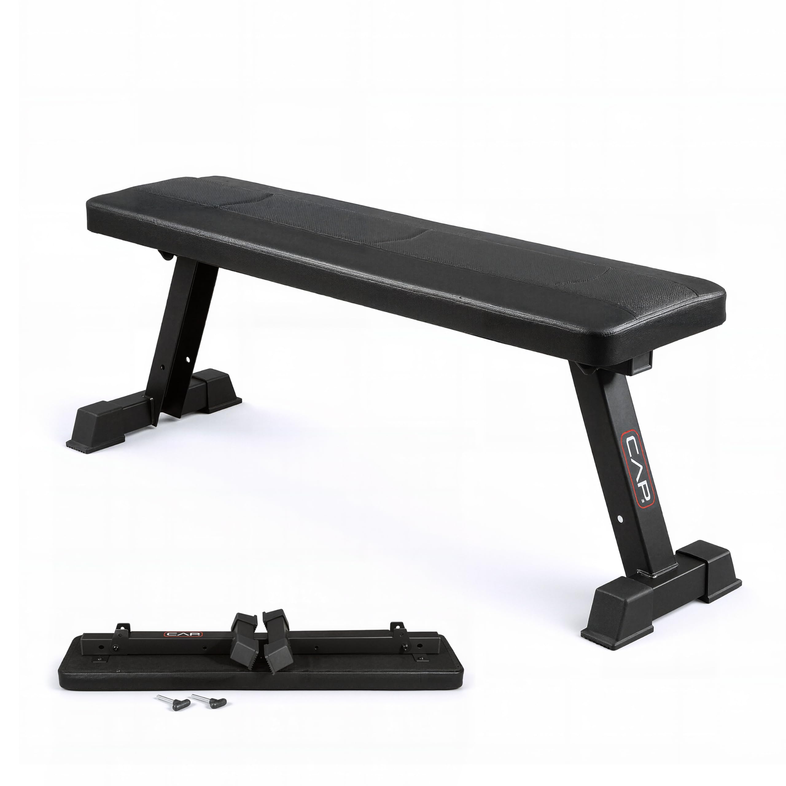 CAP Barbell Foldable Flat Weight Bench | Folding Workout Bench with Steel Frame, Thick Box-Stitched Padding & 600 LB Capacity | 