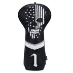 Caiobob Mytag Golf Skull Skeleton Head Cover Golf Club Black Leather Headcovers Set Fits Driver Fairway Wood Hybrid (1Pc Driver 
