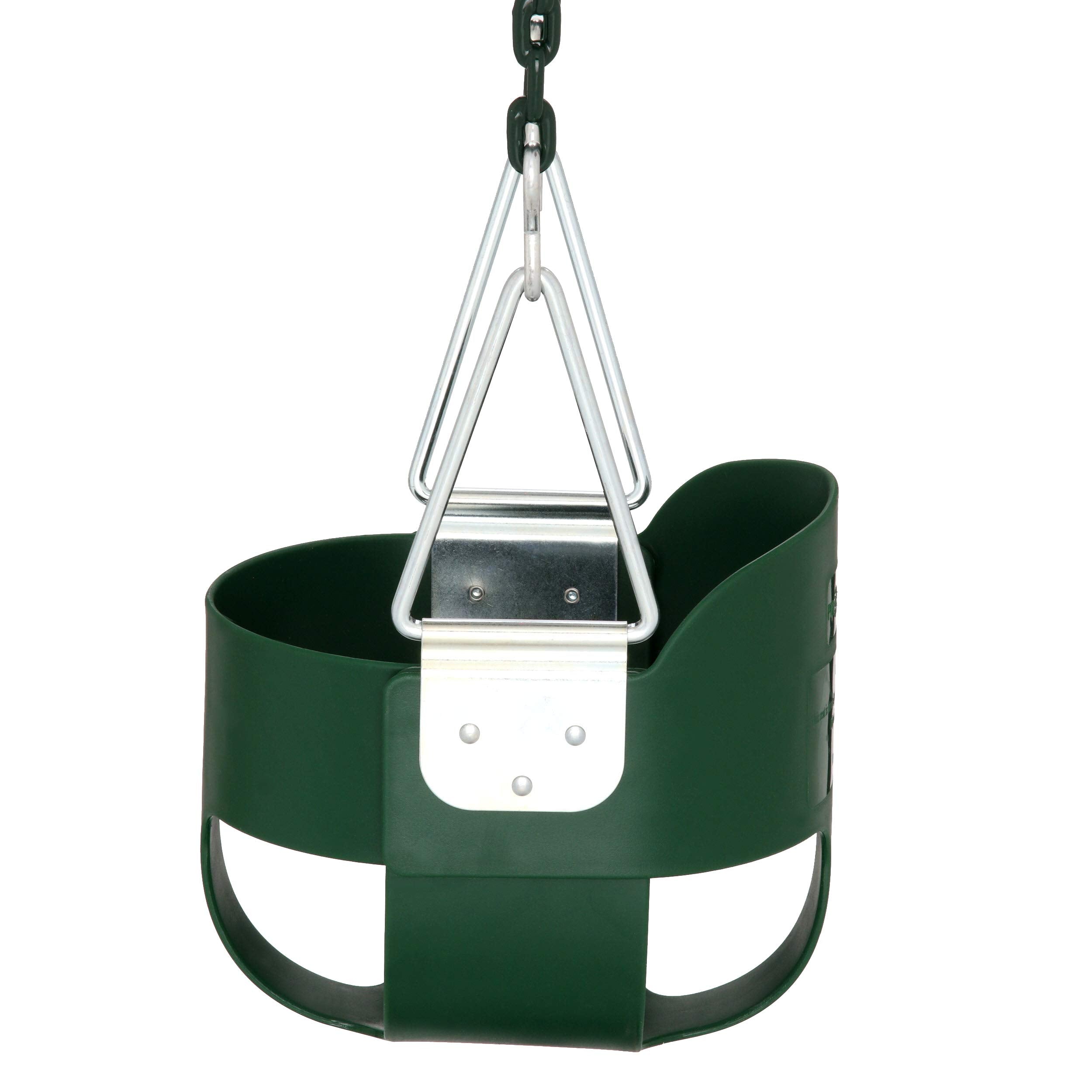 Gorilla Playsets 04-0008-G/G Full Bucket Toddler Swing, Bucket, Green 60'' Plastic Coated Chains, 50 Lb Capacity