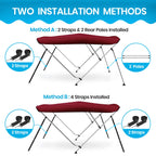 Naviskin Burgundy 4 Bow 8L X 54 H X 91-96 W Bimini Top Cover Includes Mounting Hardwares,Storage Boot With 1 Inch Aluminum Frame