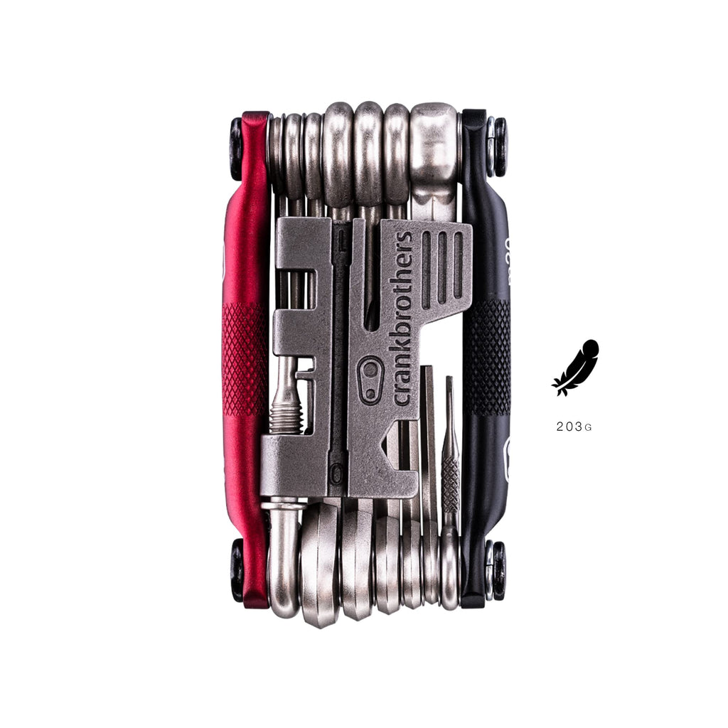 Crankbrothers Multi Tool M 20 Bike Tool - Mtb Multi-Tool Black & Red - 20 Bicycle Tools (20 In 1 Tool), Ergonomic And Lightweigh