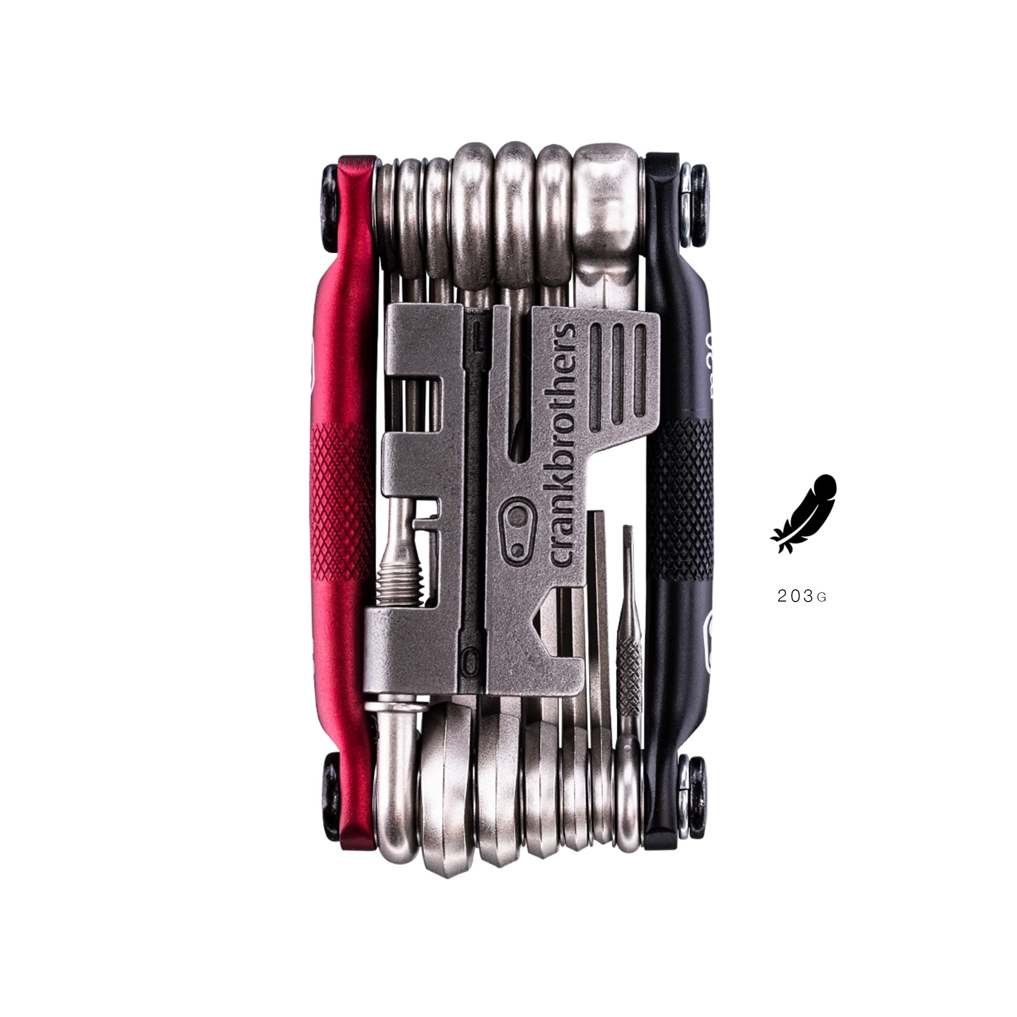 Crankbrothers Multi Tool M 20 Bike Tool - Mtb Multi-Tool Black & Red - 20 Bicycle Tools (20 In 1 Tool), Ergonomic And Lightweigh