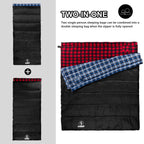 Forinbuy Cotton Flannel Sleeping Bag For Adults, Xl Cold Weather Sleeping Bags, 3-4 Season Waterproof Warm Envelope Sleeping Bag