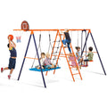 Nova Microdermabrasion Outdoor Metal Swing Set for Kids, Heavy-Duty Metal Playground Set with Swings, Climbing Ladder, Trapeze B
