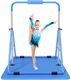 Safly Fun Expandable Gymnastics Bars Junior Training Bar Gymnastic Folding Horizontal Bars With Mat For Kids(Blue+Mat)