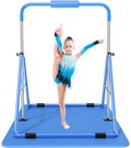 Safly Fun Gymnastics Bar with Mat for Kids 3-9, Foldable & Adjustable 35-51, Supports 145Lbs with Pad, Easy to Assemble, Gymnast