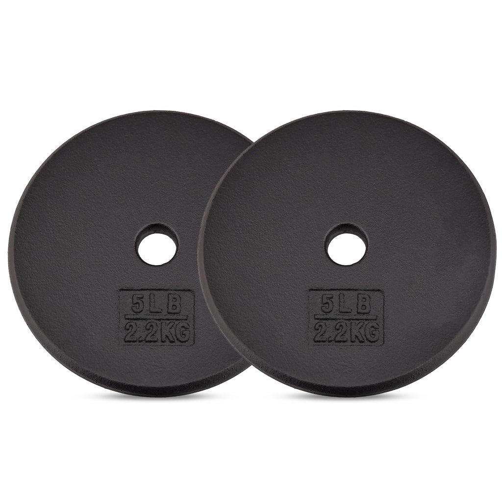 Yes4All 1-Inch Cast Iron Weight Plates For Dumbbells - Standard Weight Disc Plates (5 Lbs, Set Of 2)