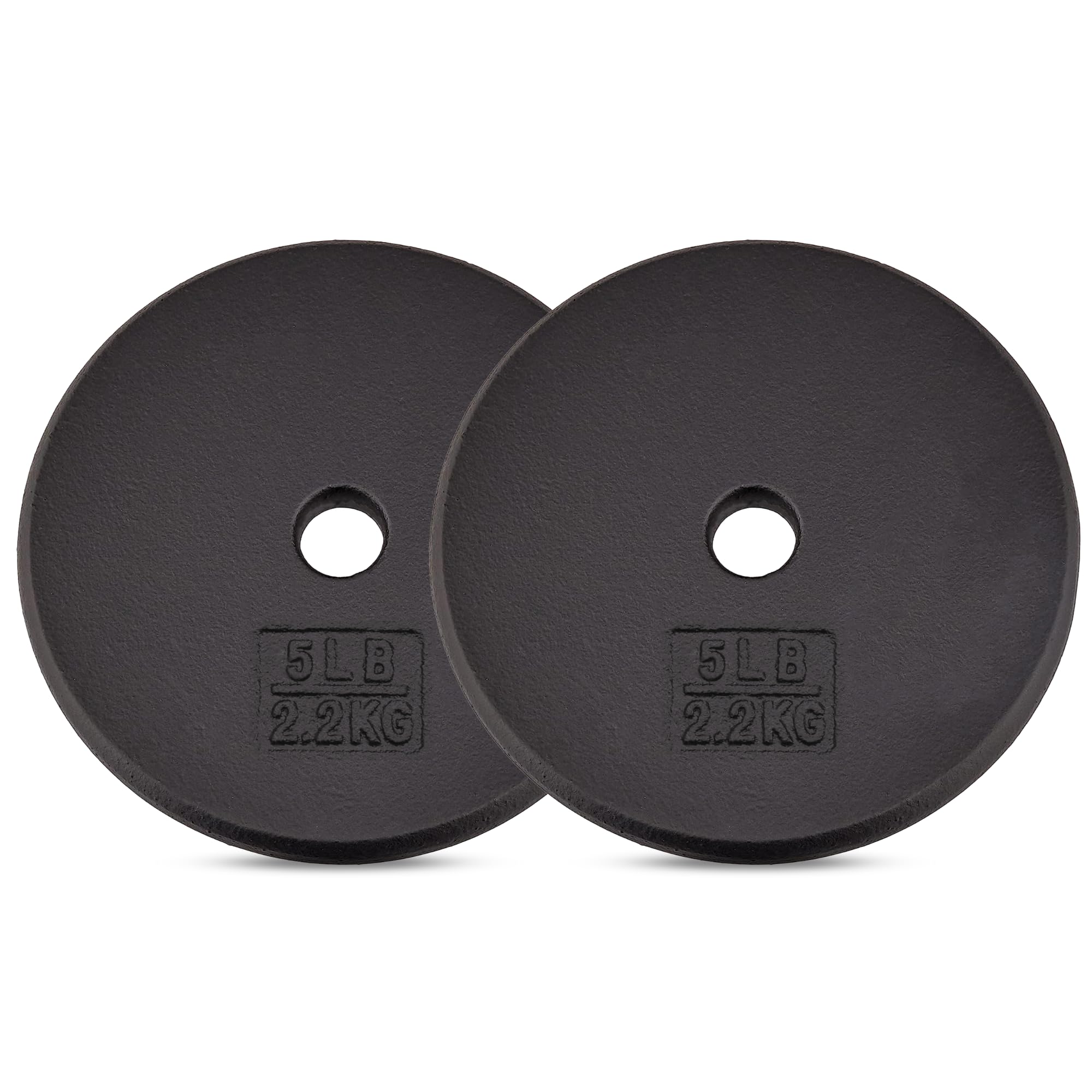 Yes4All 1-Inch Cast Iron Weight Plates For Dumbbells - Standard Weight Disc Plates (5 Lbs, Set Of 2)