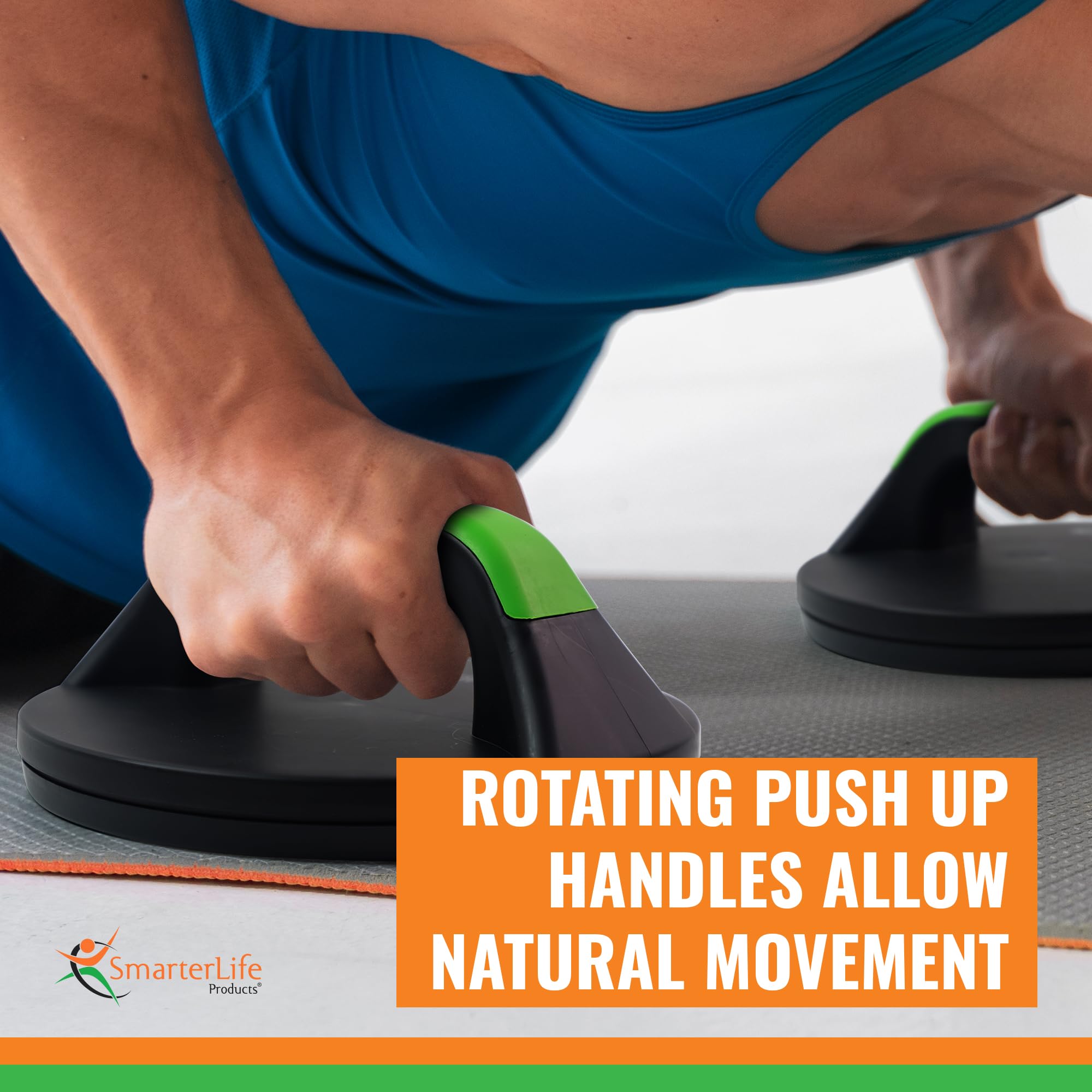 Smarterlife Push Up Bar Set, Pushup Handles For Floor Rotate To Prevent Wrist And Elbow Strain, Wide Grips And Non Slip Pads Are