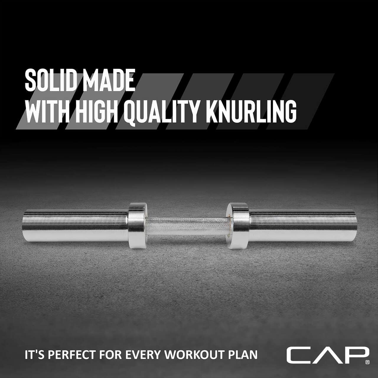 CAP Barbell 2 Solid Olympic Dumbbell Handle, No Collars, Chrome (New Version)