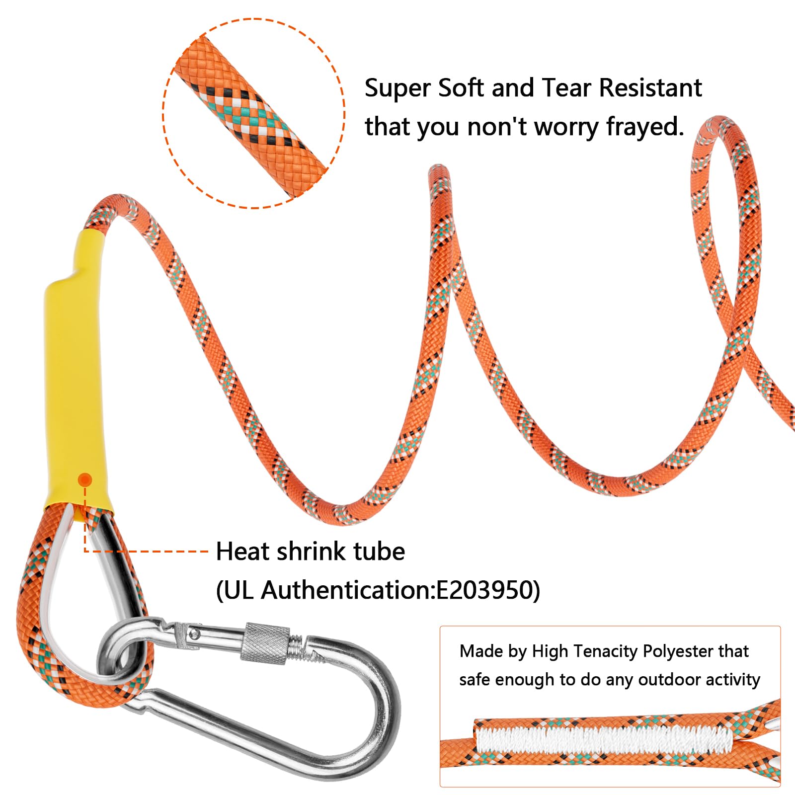 X Xben Outdoor Climbing Rope 50M (160Ft) Rock Climbing Rope, Escape Rope Climbing Equipment Fire Rescue Parachute Rope (160 Foot