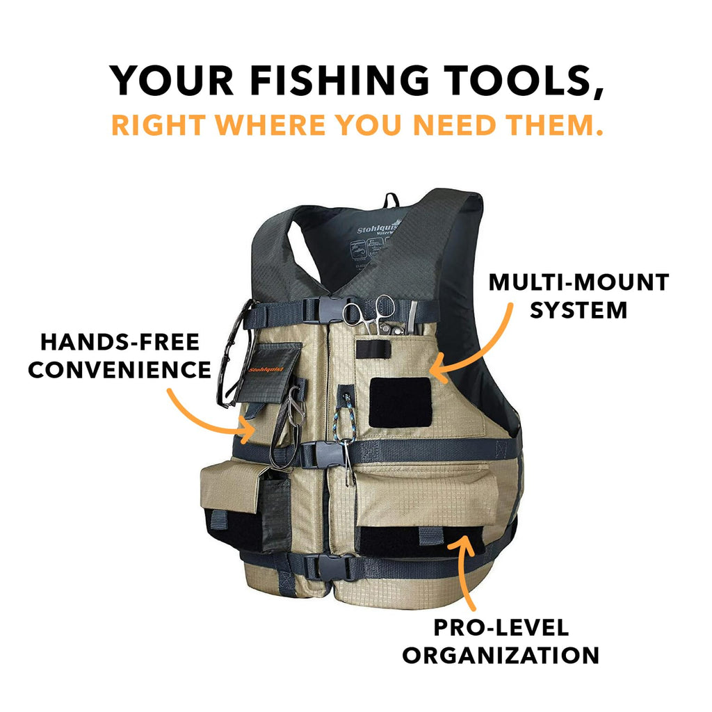 Stohlquist Spinner Youth Fishing Lifejacket (Pfd)-Khaki-Y L/A Xs