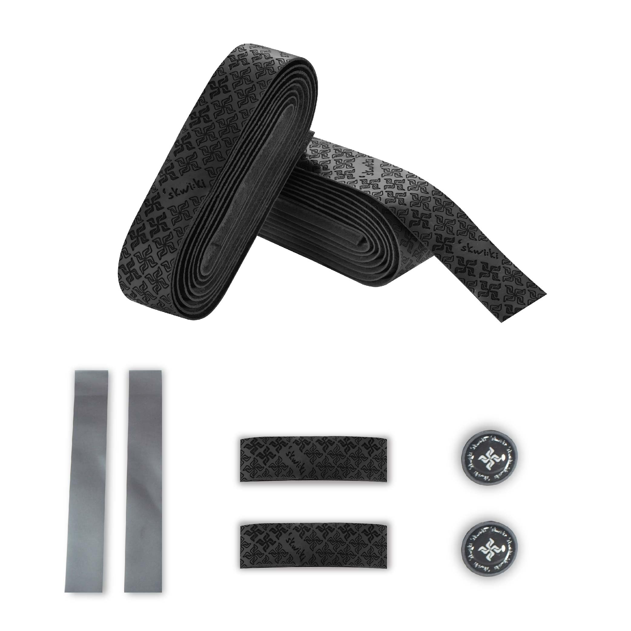 Skwiki Road Bike Handlebar Tape, Adherent PU Leather, Gripy, High Rebound, Breatheable, Multi-Layer Structure (Black)