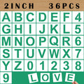 Mossdecal 2 Letter Stencils And Numbers, 36 Pcs Alphabet Art Craft Stencils, Reusable Plastic Number Templates Letter Stencils F