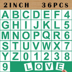 Mossdecal 2 Letter Stencils And Numbers, 36 Pcs Alphabet Art Craft Stencils, Reusable Plastic Number Templates Letter Stencils F