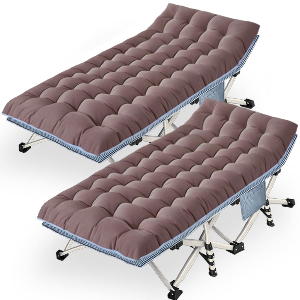 Xxl Camping Cots Extra Width Camping Bed With Comfortable Mat 2 Pack Oversize Sleeping Cots For Adults Cots With Carry Bag For A