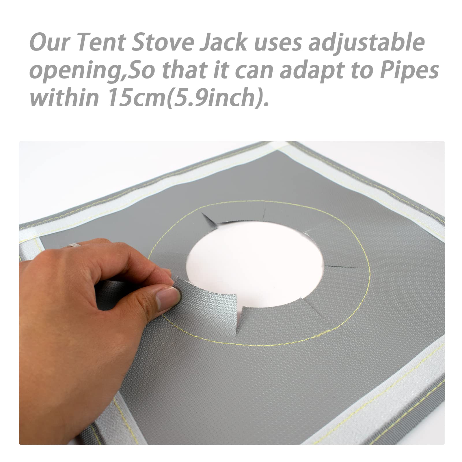 Flasld Tent Stove Jack 12   12 With 4-6Inch Expandable Hole, Grey Fireproof Hole Protector For Camping Tent Stove