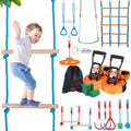 VEVOR Ninja Warrior Obstacle Course for Kids, 2 x 65 ft Weatherproof Slacklines, 500lbs Weight Capacity Monkey Line, Outdoor Pla