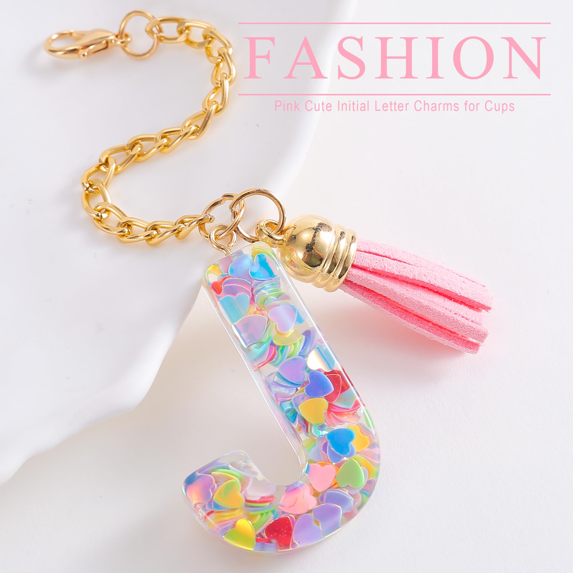 CCINPPY Letter Charm Accessories for Stanley Cup 1 PCS Cute Initial Keychain Handle Charm for Stanley Tumbler for Women Pink Let