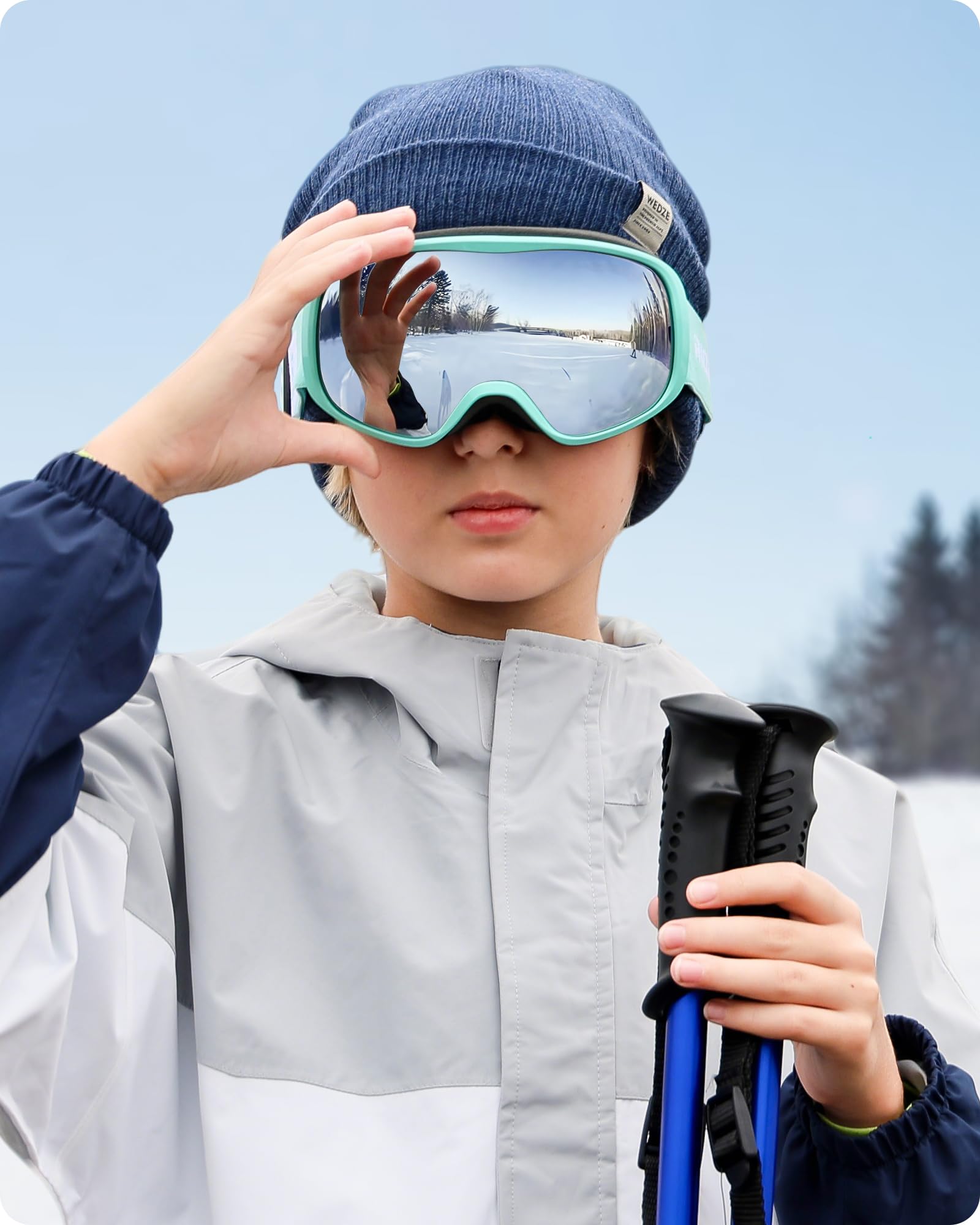 Rioroo Kids Ski Goggles, Toddler Ski Goggles Snowboard Goggles For Boys Girls Aged 3-14, 100% Uv Protection Otg Ski Goggles
