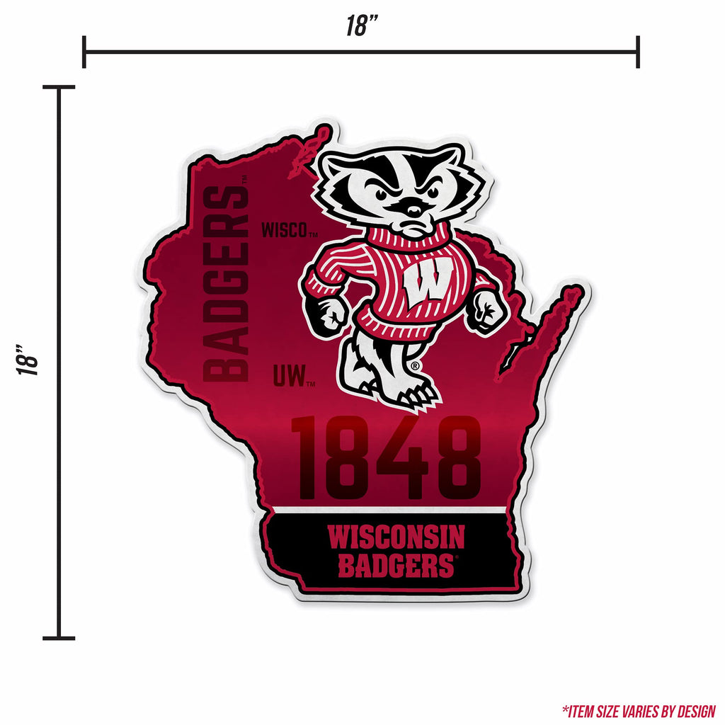 Rico Industries Ncaa Wisconsin Badgers State Shape Shape Cut Pennant - Home And Living Room D  Cor - Soft Felt Ez To Hang, 18X0.