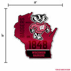 Rico Industries Ncaa Wisconsin Badgers State Shape Shape Cut Pennant - Home And Living Room D  Cor - Soft Felt Ez To Hang, 18X0.