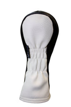 Majek Golf Headcover Black And White Leather Style #3 Hybrid Head Cover Fits Most Hybrid Clubs