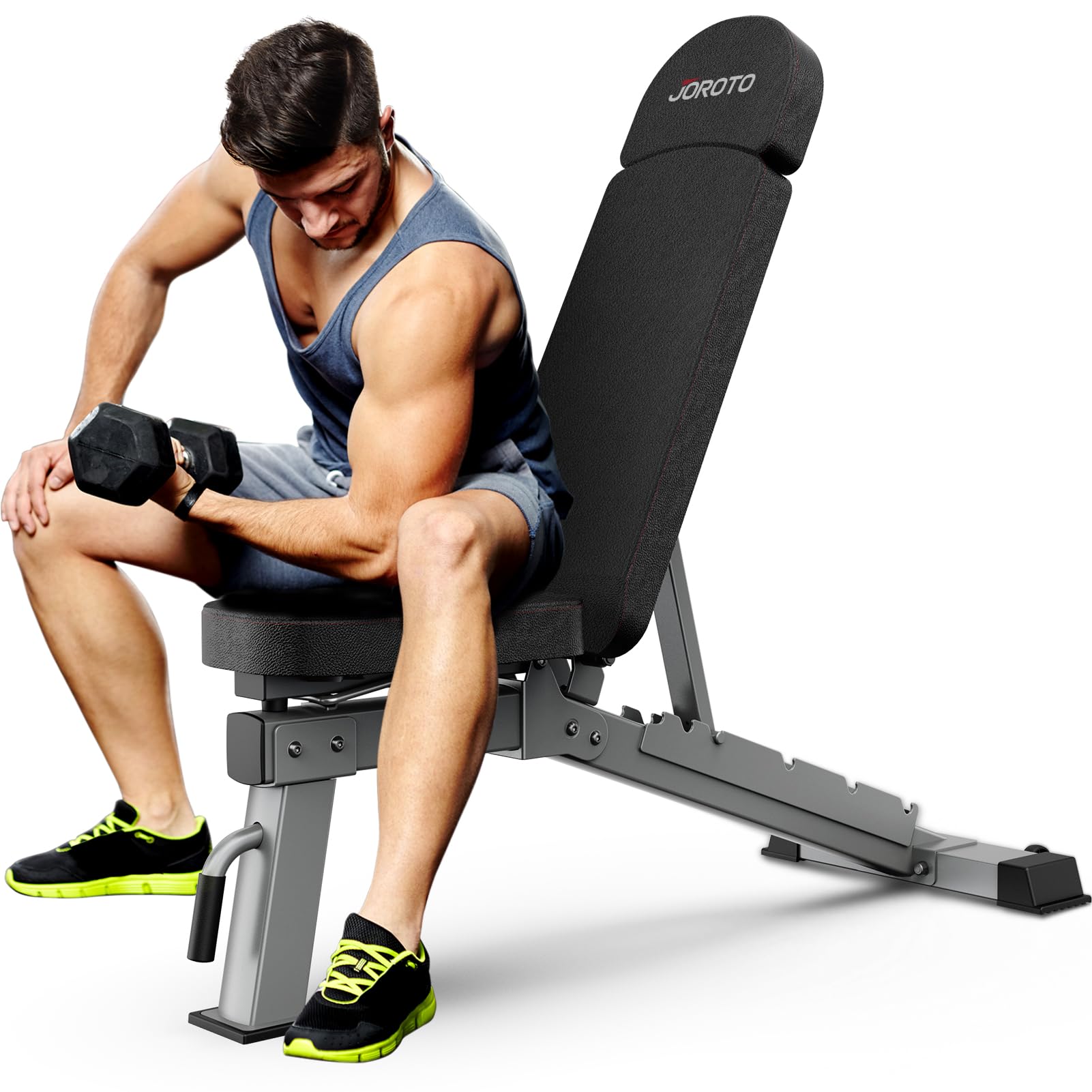 Joroto Md80 Adjustable Weight Bench - 1000 Lbs Load Utility Workout Benches For Full Body Upright, Incline, Decline, And Flat Ex