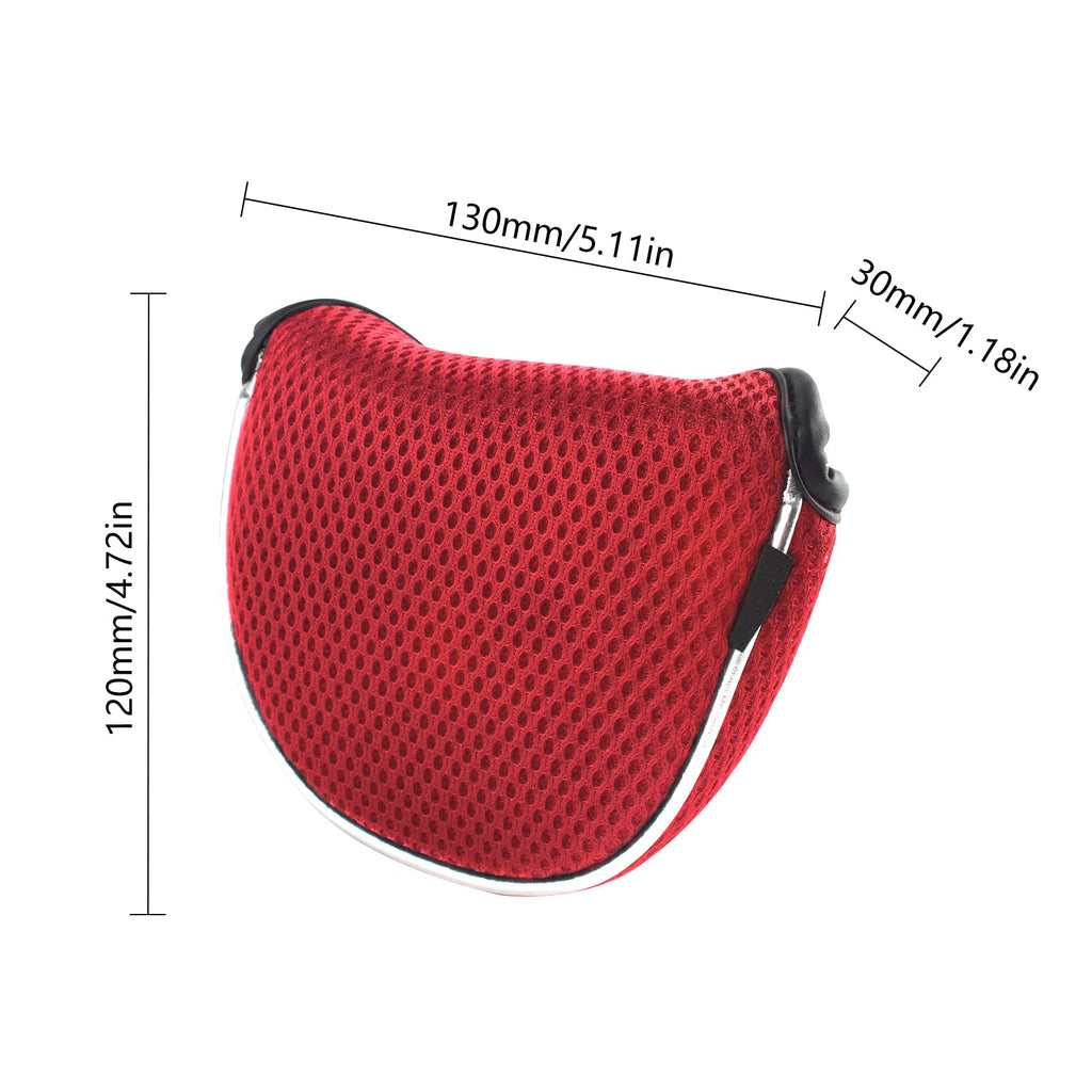 Andux Mesh Mallet Putter Cover Golf Putter Head Covers Red, Semicircle