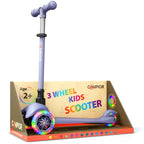 Gray Mini 3 Wheel Scooter for Kids - Lean-to-Steer Kick Scooter with LED Light-Up Wheels, Adjustable Handlebar, Wide Anti-Slip D