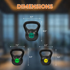 Fitvids Kettlebell Sets 3 Piece Strength Training KettleBells Weight Set 5lb, 10lb, 15lb Kettle Bell