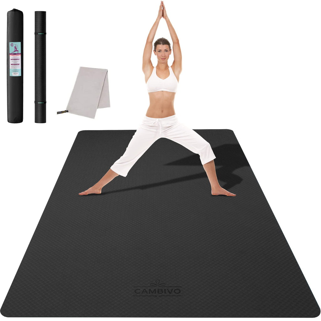 Cambivo Large Yoga Mat For Men And Women 1/3 & 1/4 Inch Thick, 72'' X 48'' Extra Wide Workout Mat, Exercise Fitness Tpe Mat For