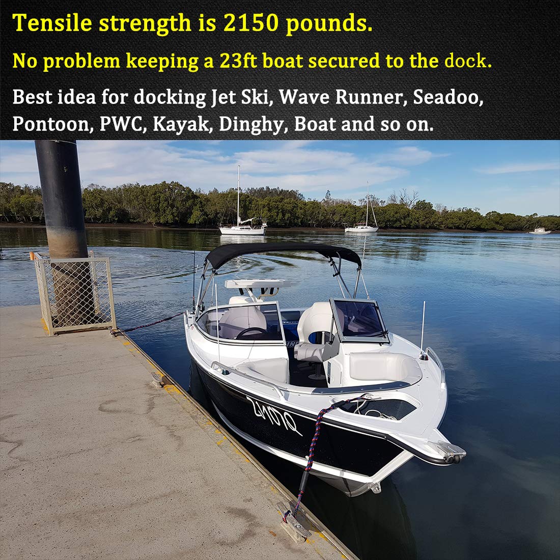 Botepon Boat Bungee Dock Lines, Jet Ski Accessories, Quick And Easy Dock Rope For Pwc Jet Ski Seadoo Waverunner Pontoon Boat Bas