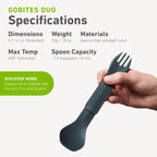 Humangear Gobites Duo | Travel & Camping Utensils | Portable & Convertible Dining Ware | Multi-Functional Spork, Gray
