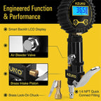 Azuno Digital Bicycle Tire Inflator Gauge With Auto-Select Valve Type - Presta And Schrader Air Compressor Tool