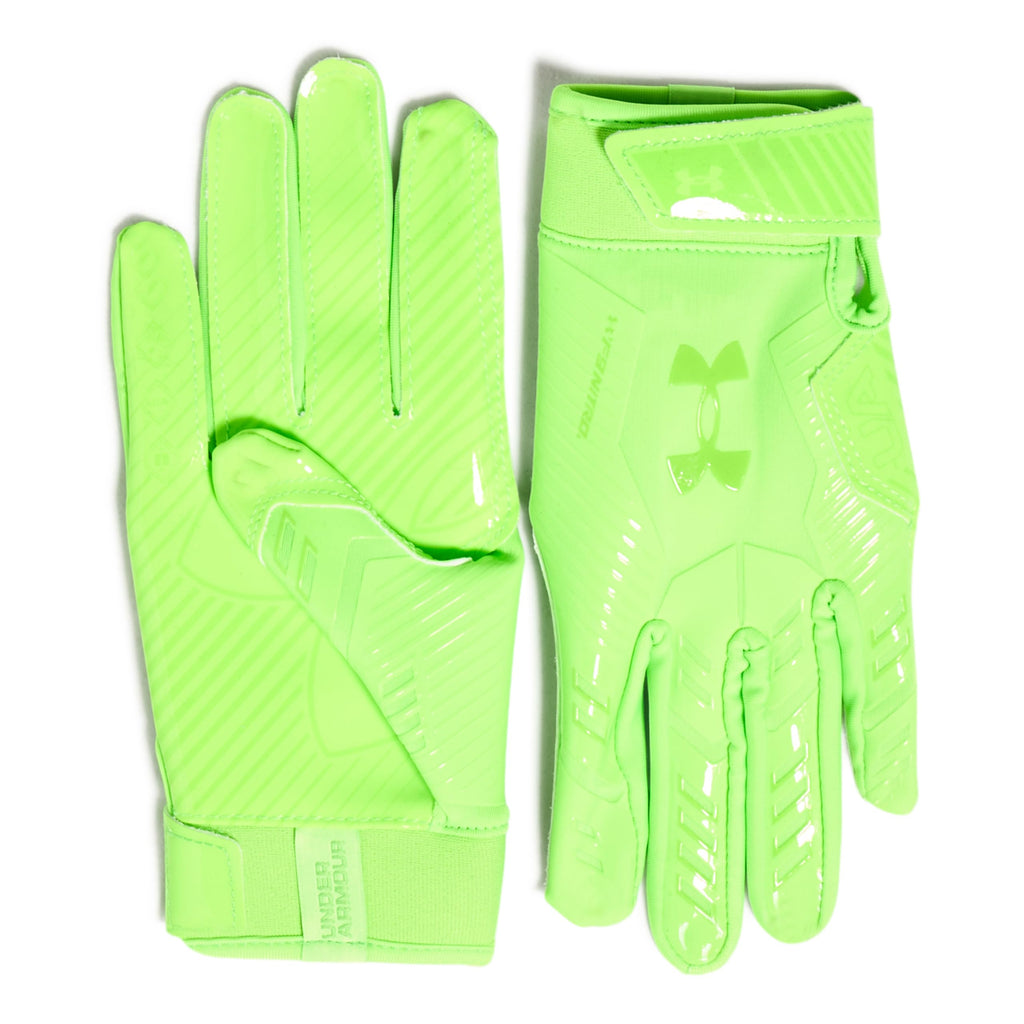 Under Armour Boys F9 Novelty Football Gloves, (389) Hyper Green/Cyber Green/Hyper Green, Small