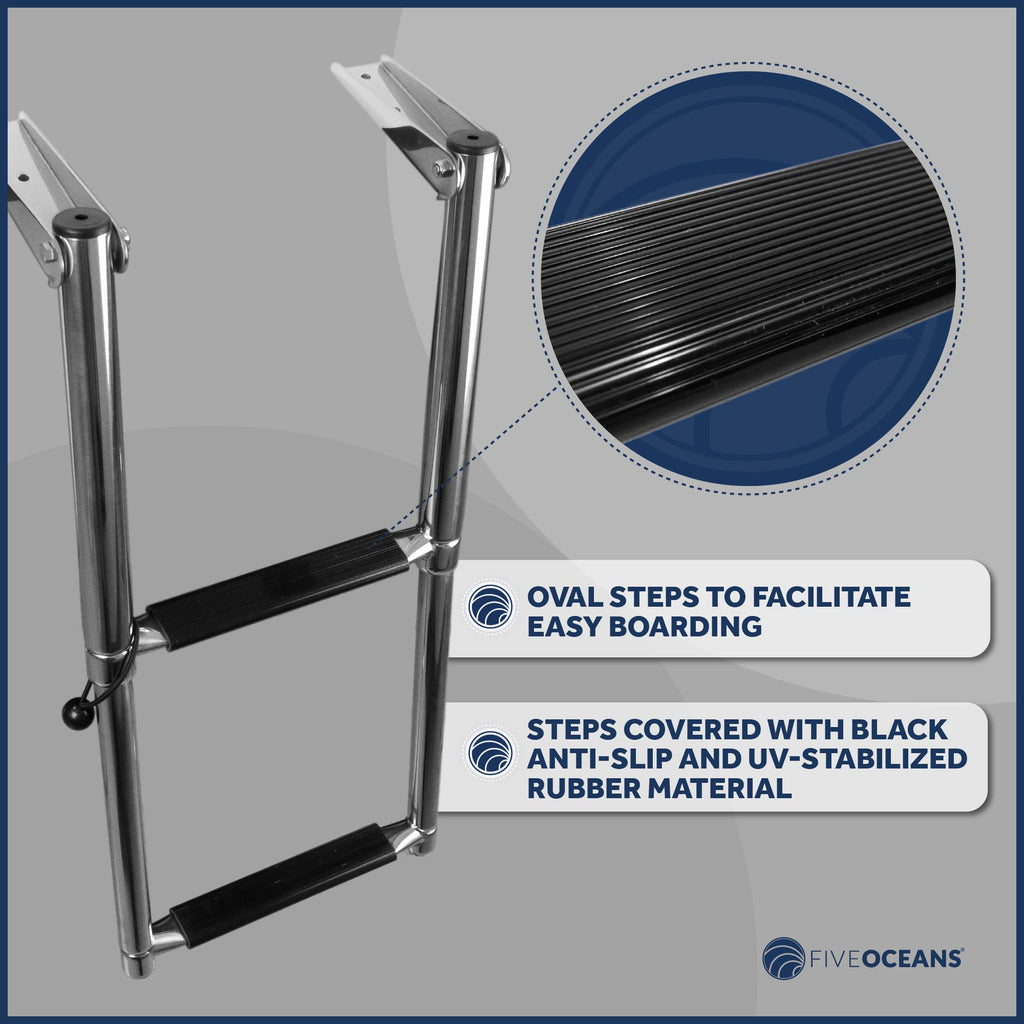 Five Oceans 2 Step Boat Ladder, Over Platform Telescoping Boat Ladders, Boat Swim Ladder, Boat Boarding Ladder, 316 Stainless St